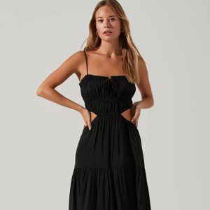 ASTR ODINA SMOCKED CUTOUT TIERED MAXI DRESS